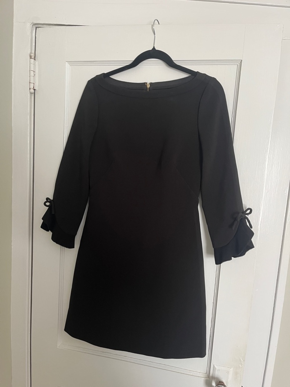 kate spade Black Boatneck 3/4 Sleeve Shift Dress with Bows